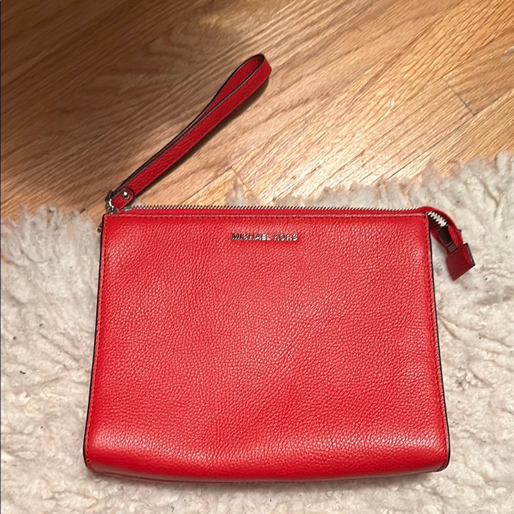 Michael Kors Vibrant Red Leather Clutch